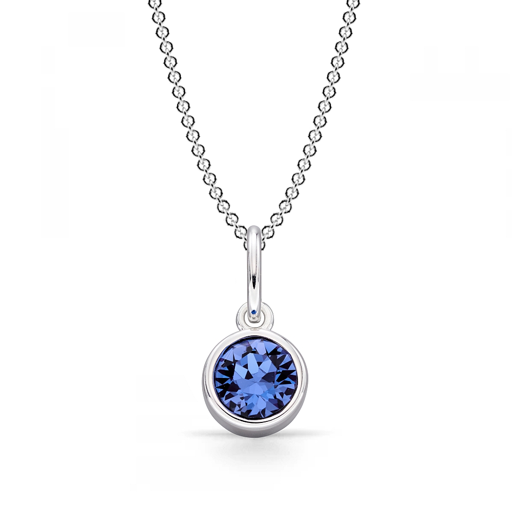 bezel setting round shape sapphire birthstone pendant
