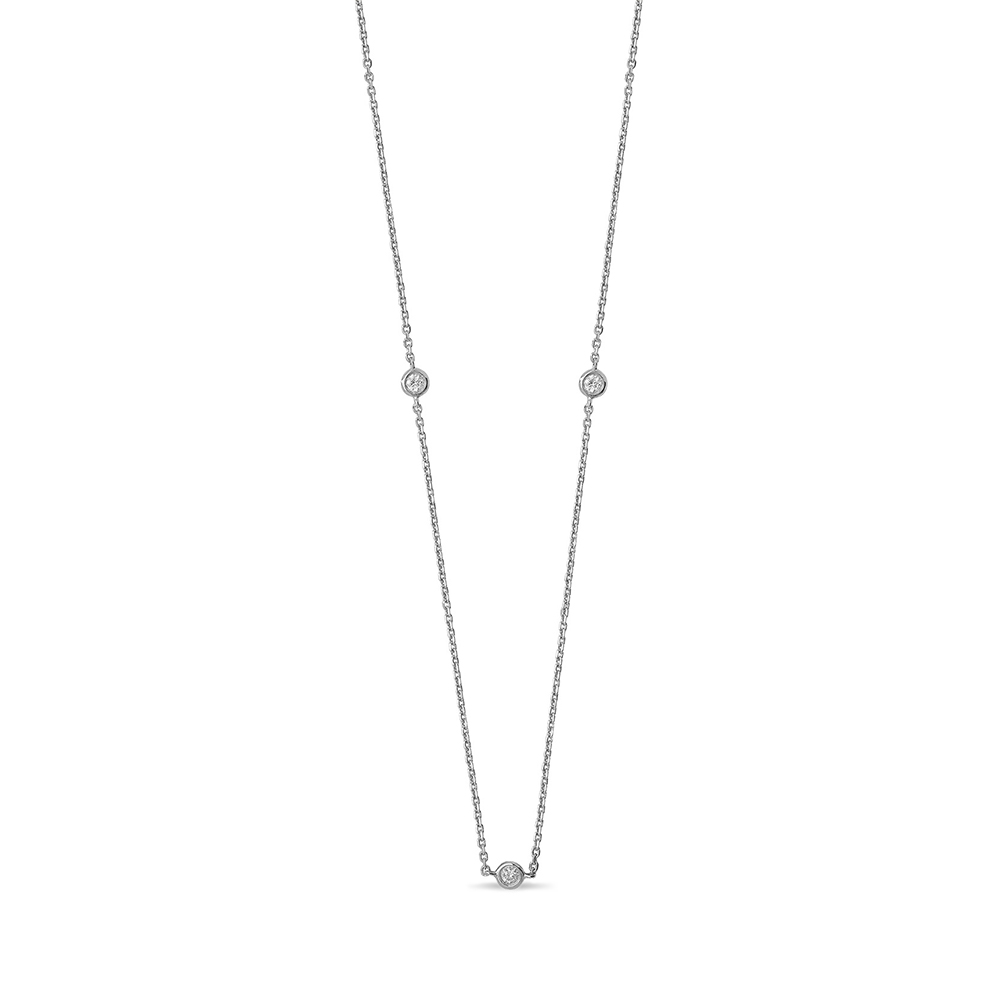 bezel setting round shape delicate diamond necklace