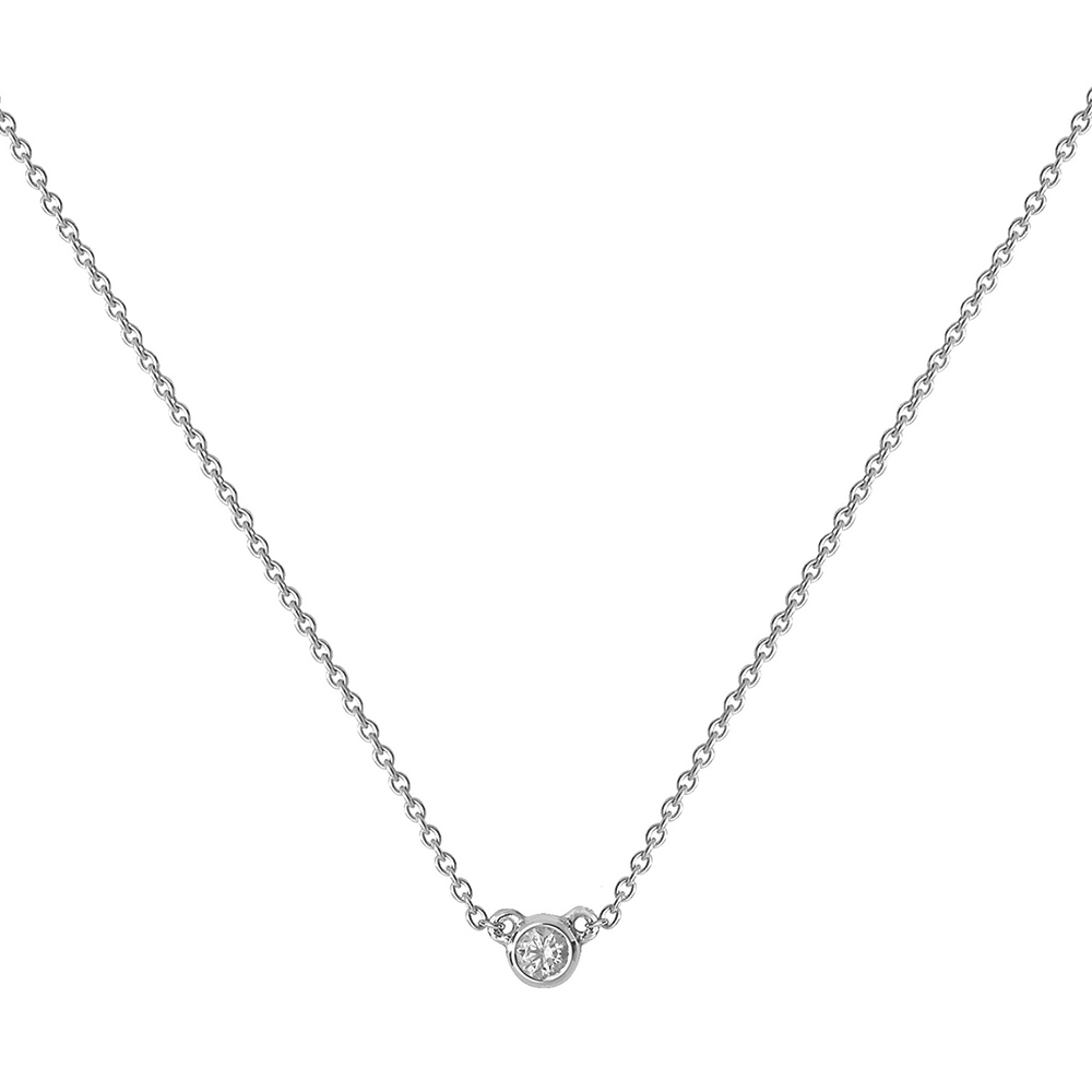 bezel setting round shape diamond stud pendant(4 MM X 4 MM)
