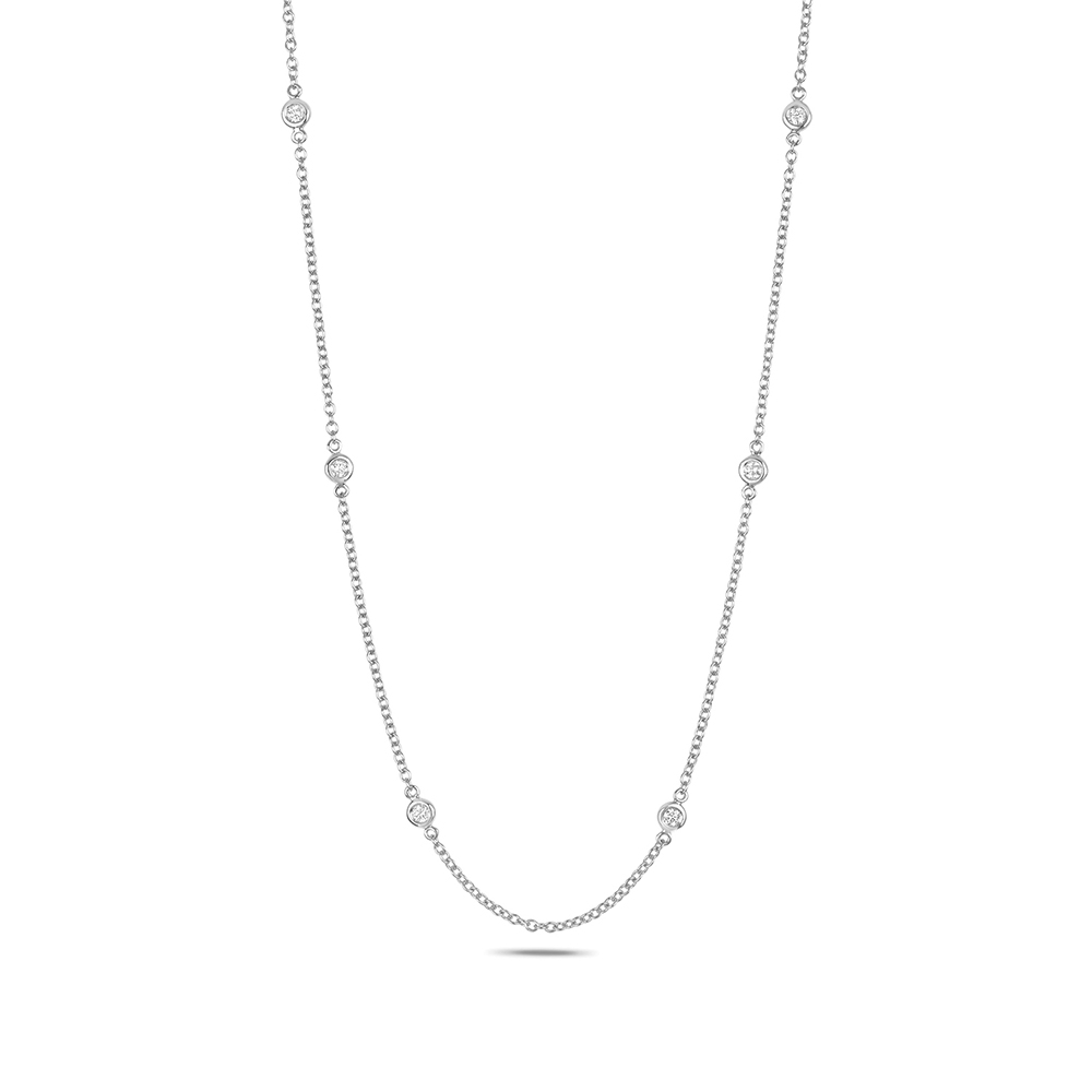 bezel setting round shape diamond pendant necklace