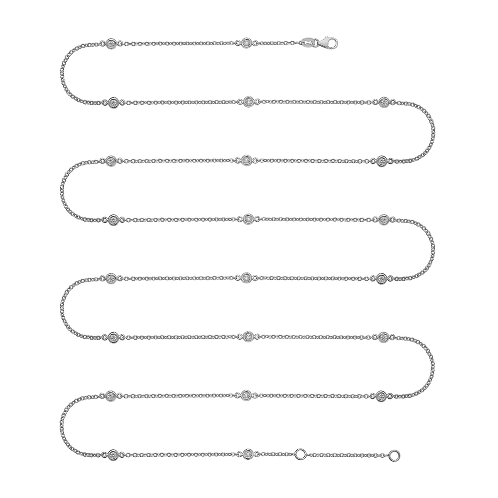 bezel setting round shape diamond chain necklace