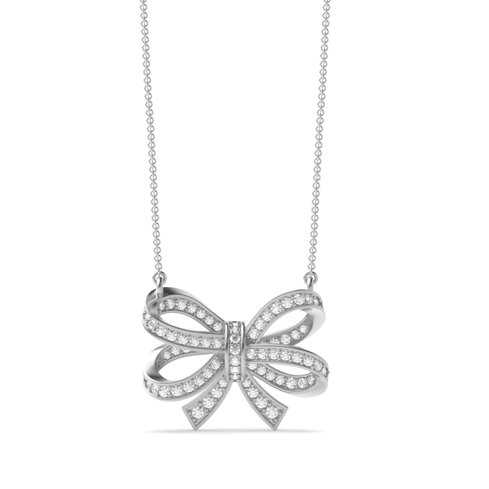 pave setting round shape double bow designer pendant