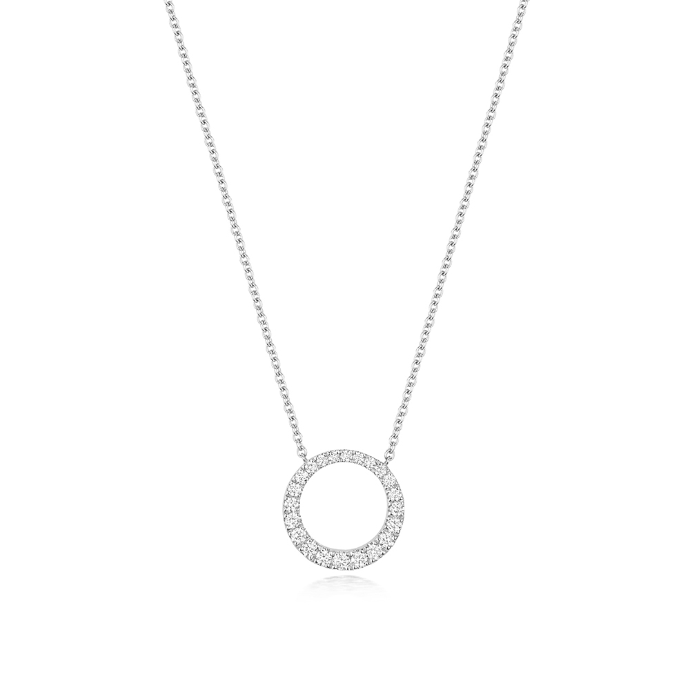 prong setting round shape open circle diamond pendant necklace(12 MM X 12 MM)