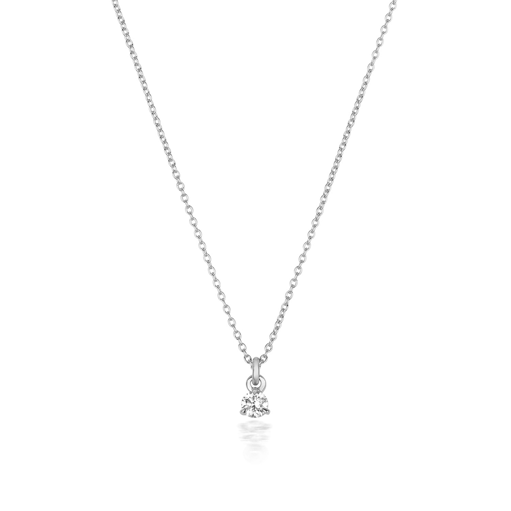 3 prong setting round shape diamond stud pendant
