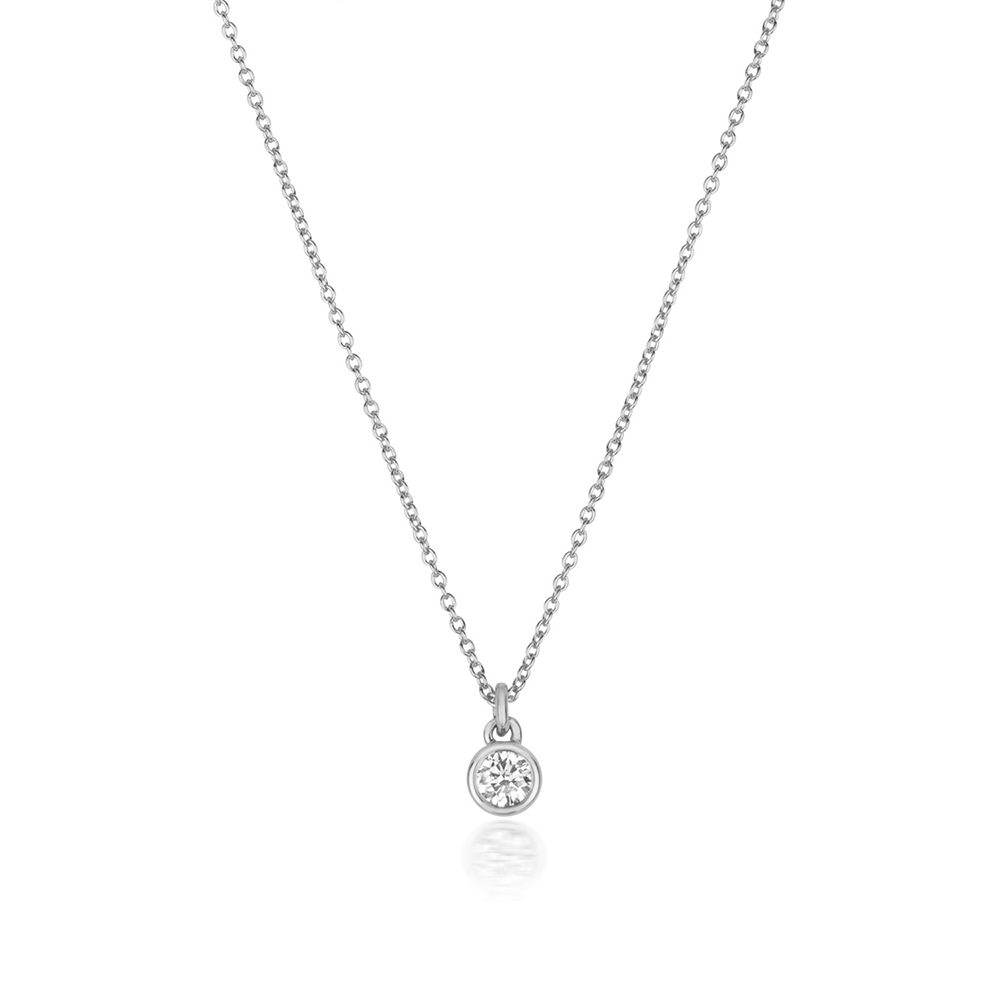 bezel setting round shape lock style diamond stud pendant