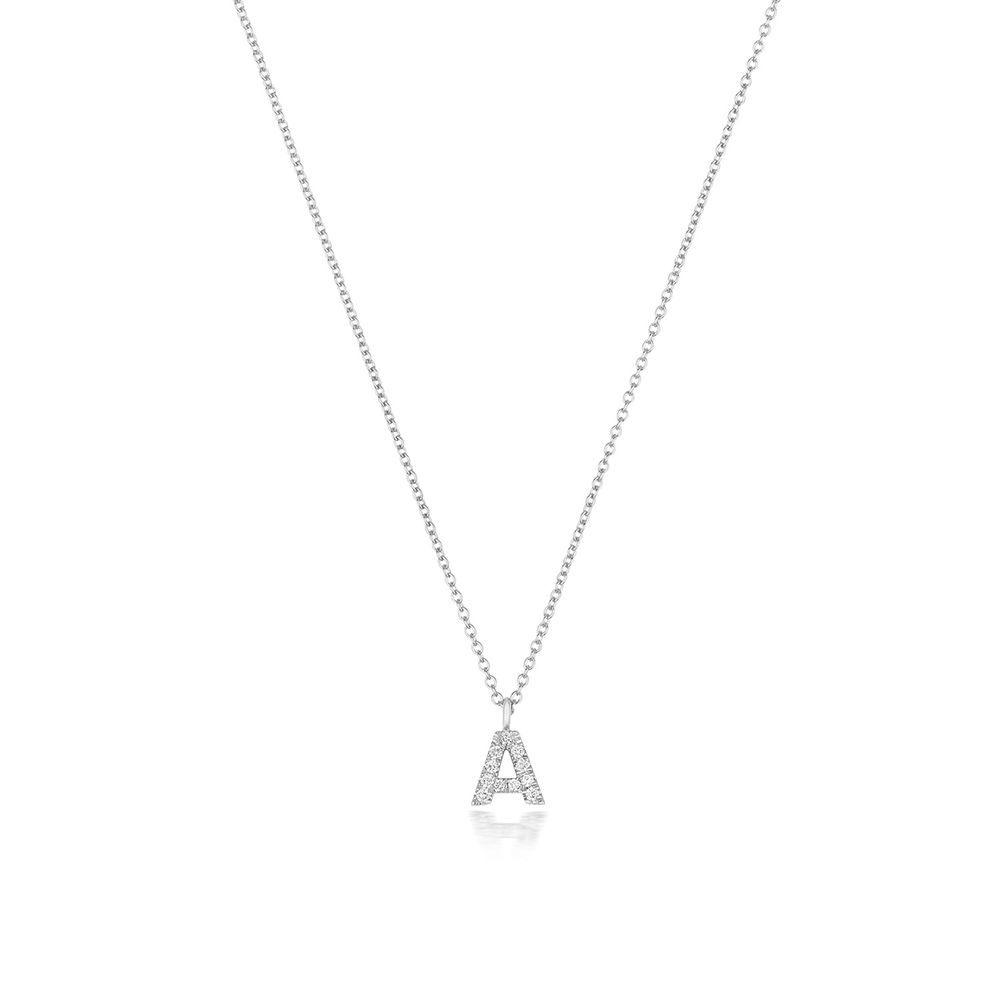 prong setting round shape letter A initial pendant(7.5 MM X 7.5 MM)