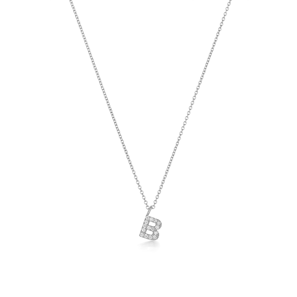 prong setting round shape letter B initial pendant