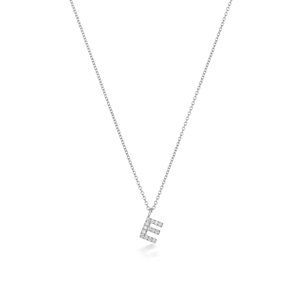 prong setting round shape letter E initial pendant(7.5 MM X 7.5 MM)