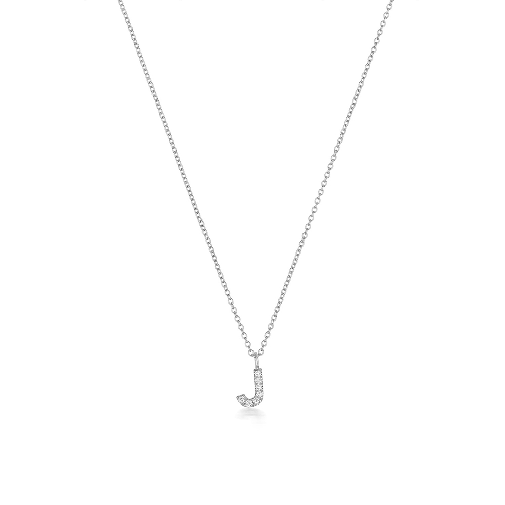 prong setting round shape letter J initial pendant(7.5 MM X 7.5 MM)