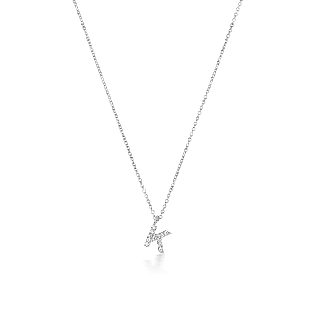 prong setting round shape letter K initial pendant(7.5 MM X 7.5 MM)