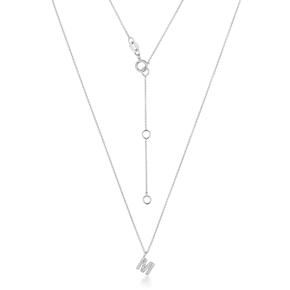 prong setting round shape letter M initial pendant(7.5 MM X 7.5 MM)