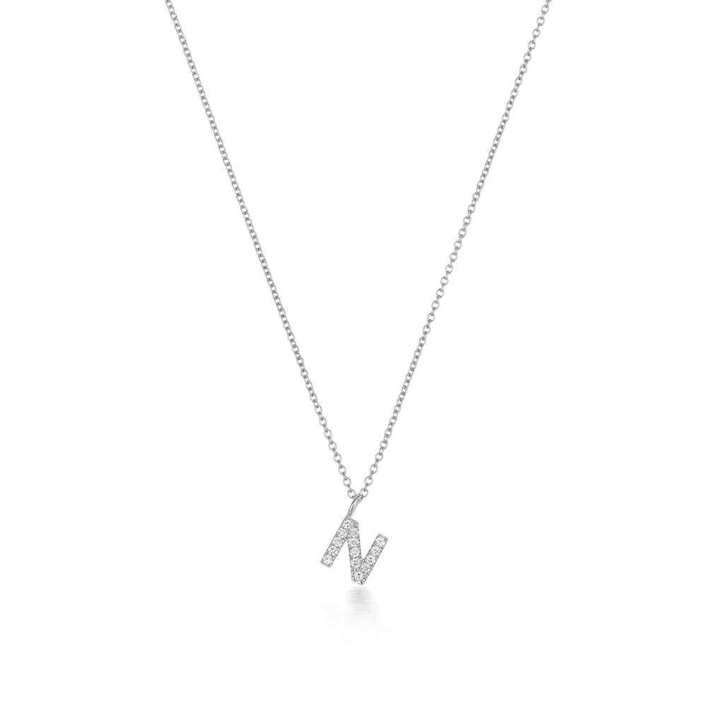 prong setting round shape letter N initial pendant(7.5 MM X 7.5 MM)