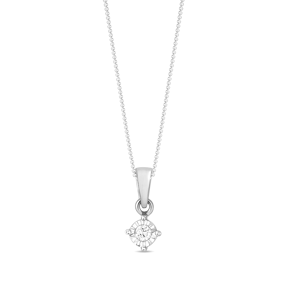 4 prong setting round shape illusion plate diamond stud pendant