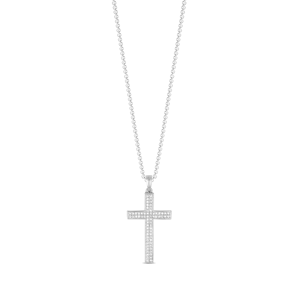 pave setting round shape diamond cross pendant(17 MM X 34 MM)