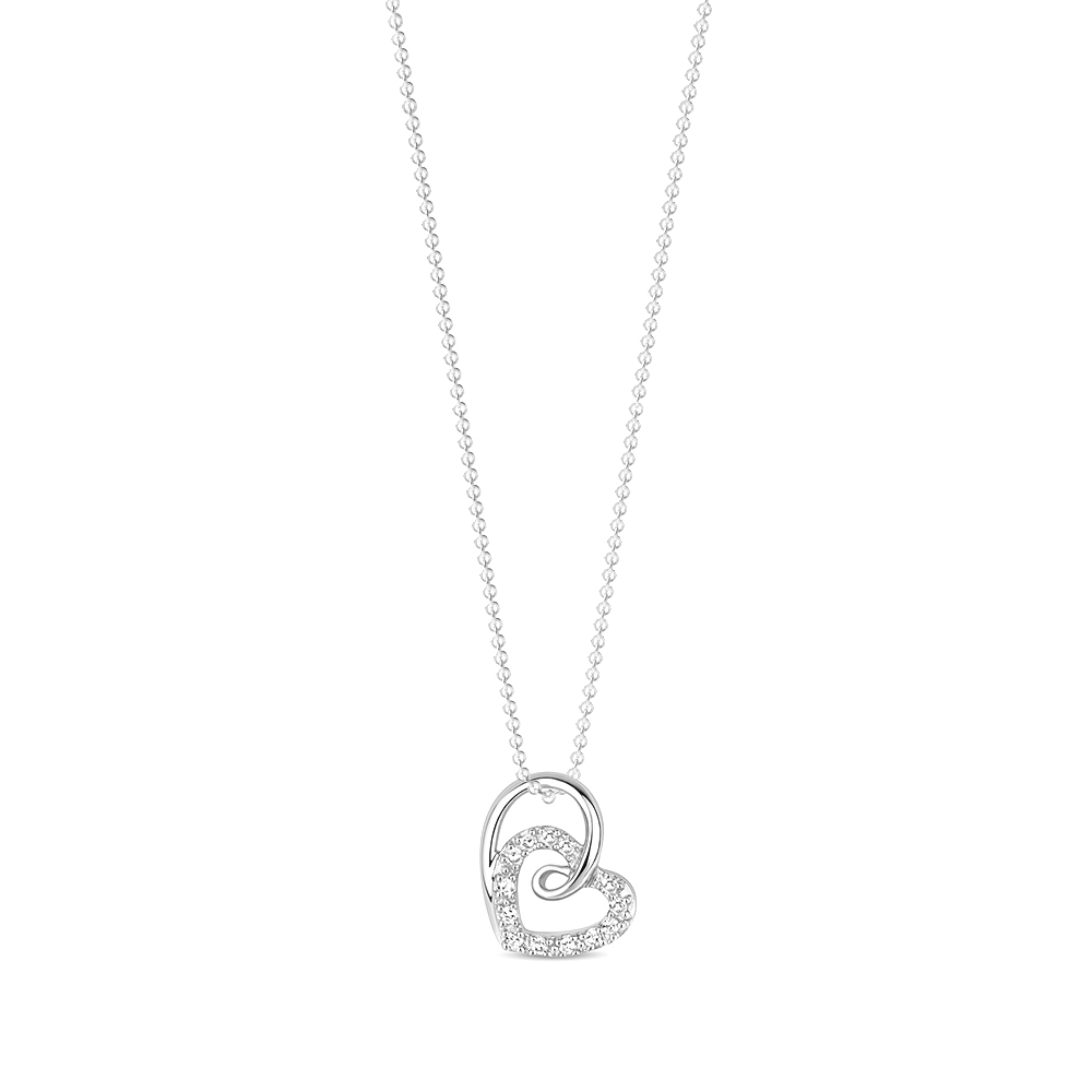 Prong setting round diamond unparalleled heart shape pendant