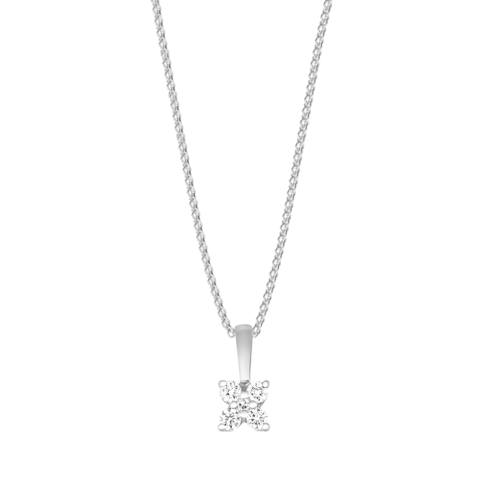 prong setting round shape diamond flower style pendant