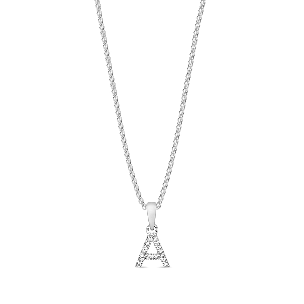 prong setting round shape letter A initial pendant(5 MM X 12 MM)
