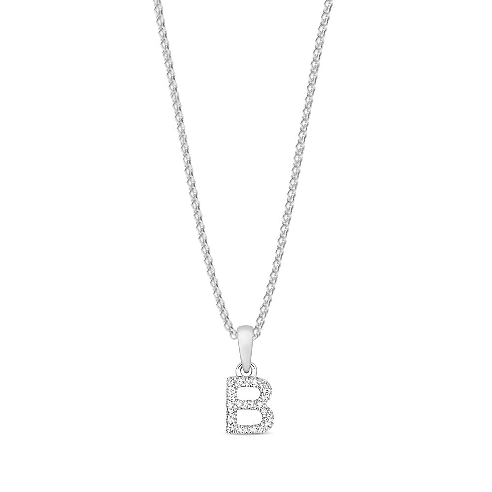 prong setting round shape letter B initial pendant(5 MM X 12 MM)