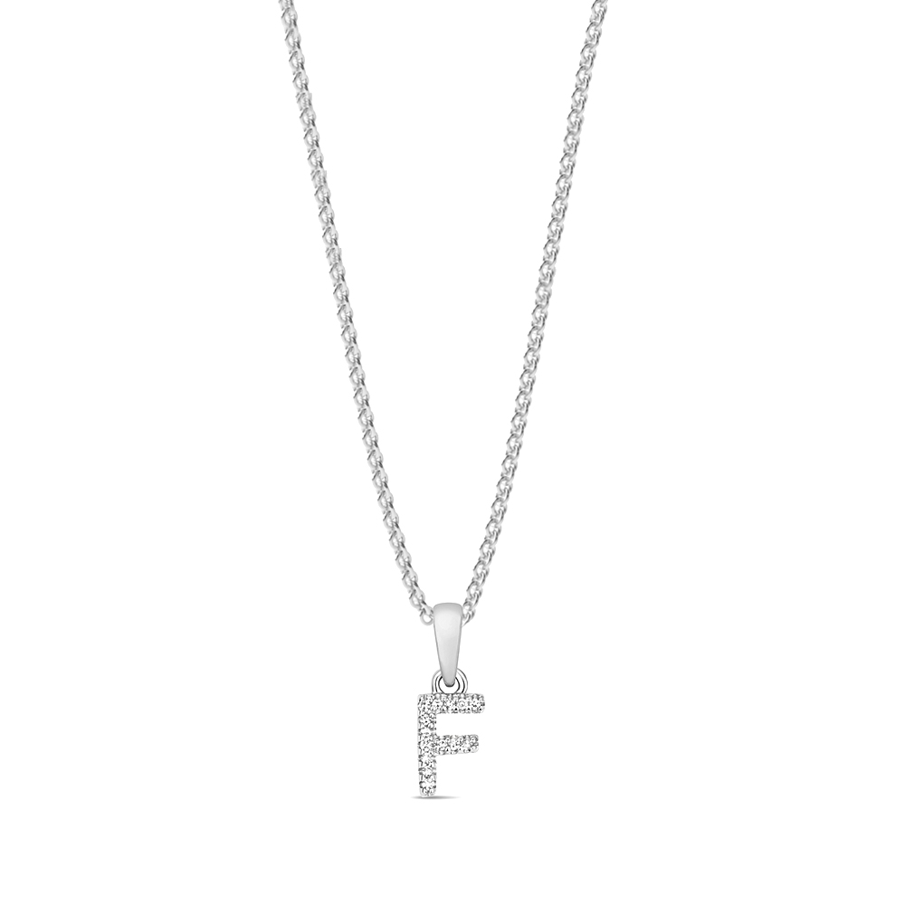 prong setting round shape letter F initial pendant(5 MM X 12 MM)