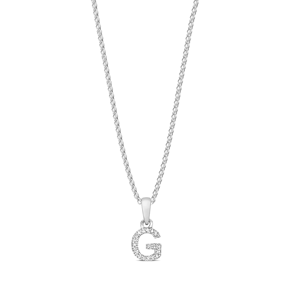 prong setting round shape letter G initial pendant(5 MM X 12 MM)