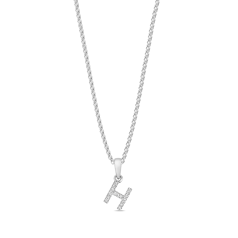 prong setting round shape letter H initial pendant(7 MM X 13 MM)