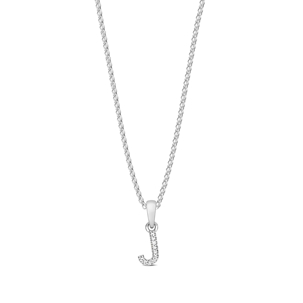 prong setting round shape letter J initial pendant(3.5 MM X 12 MM)