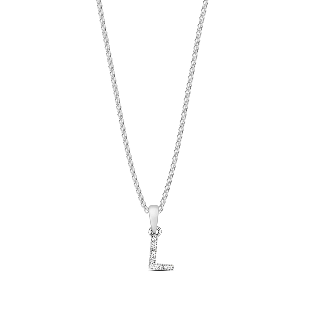 prong setting round shape letter L initial pendant(4 MM X 12 MM)