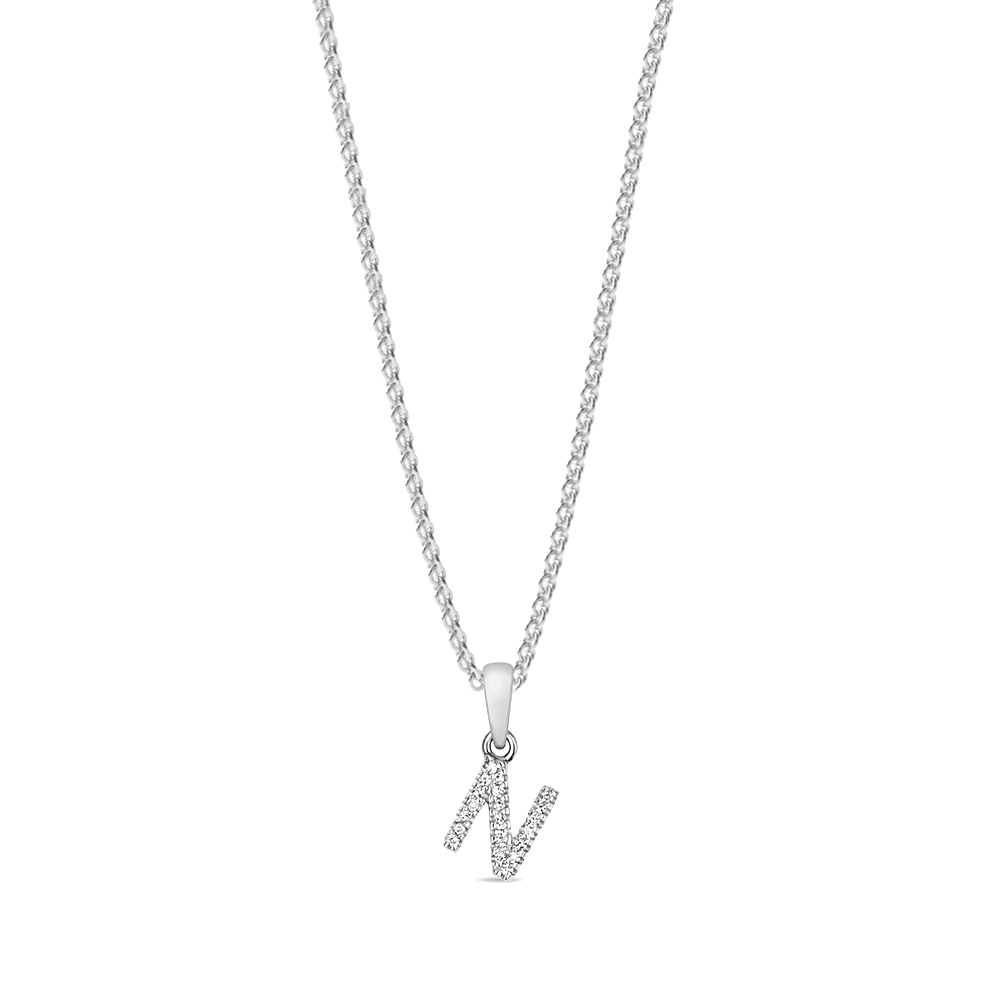 prong setting round shape letter N initial pendant(6 MM X 14 MM)