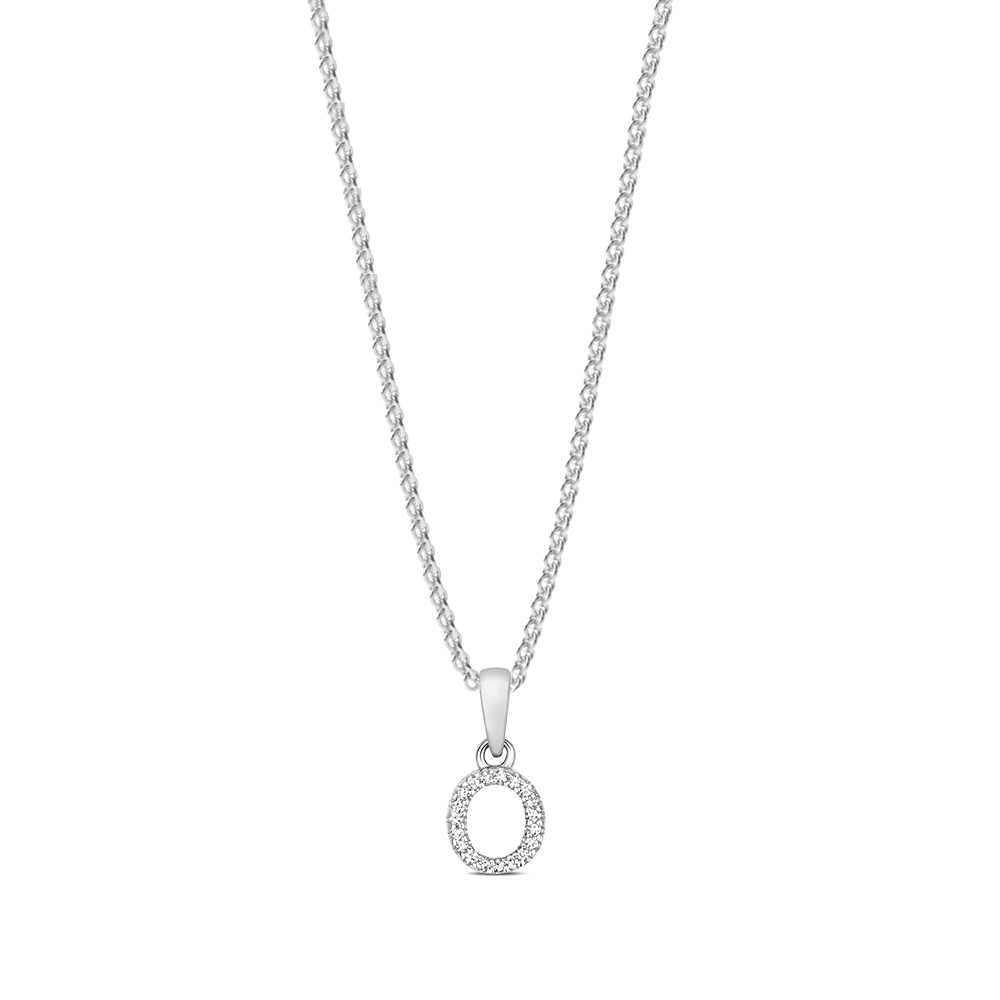 prong setting round shape letter O initial pendant(6 MM X 12 MM)