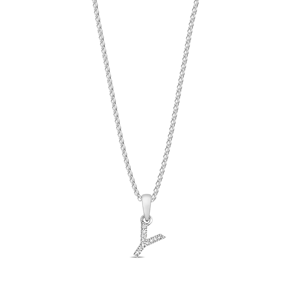 prong setting round shape letter Y initial pendant(5 MM X 12 MM)