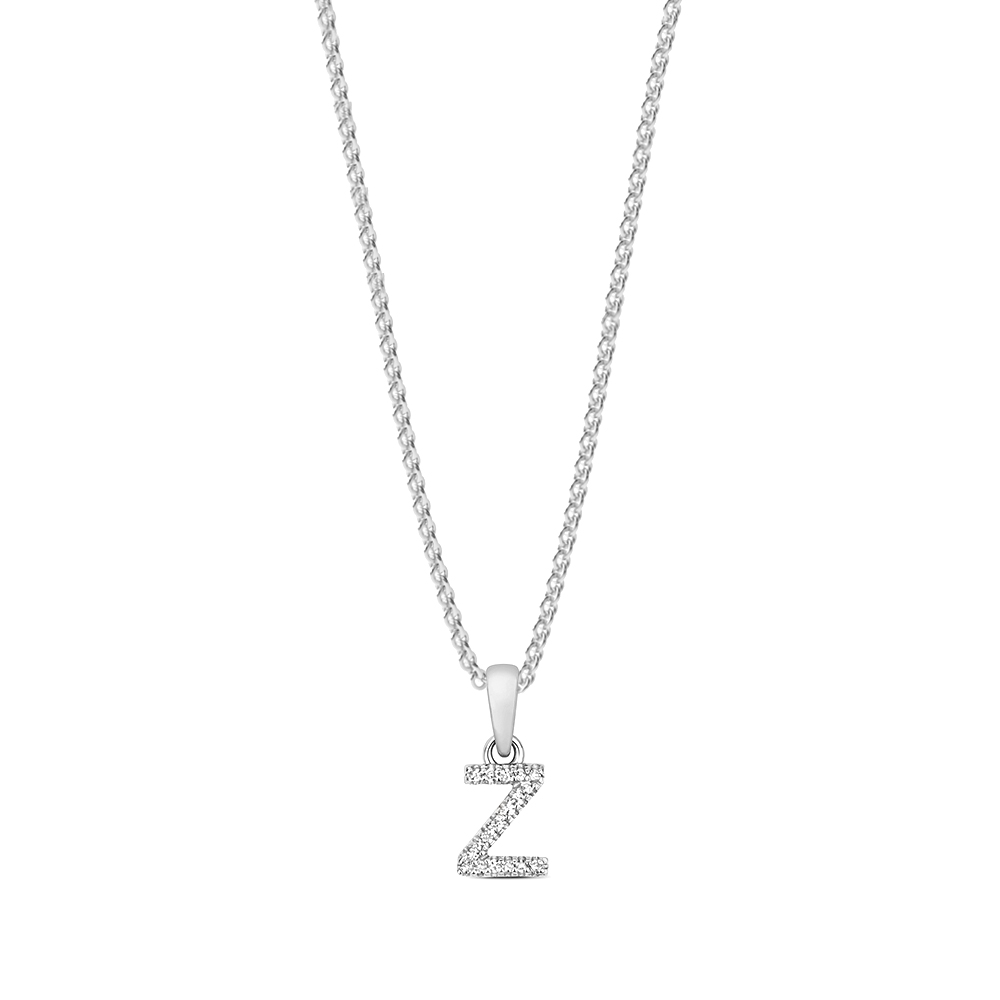 prong setting round shape letter Z initial pendant(5 MM X 12 MM)