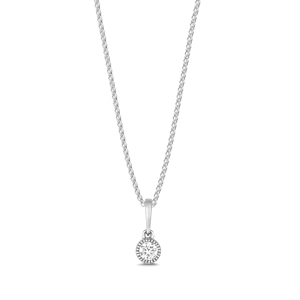 bezel setting round shape diamond stud pendant