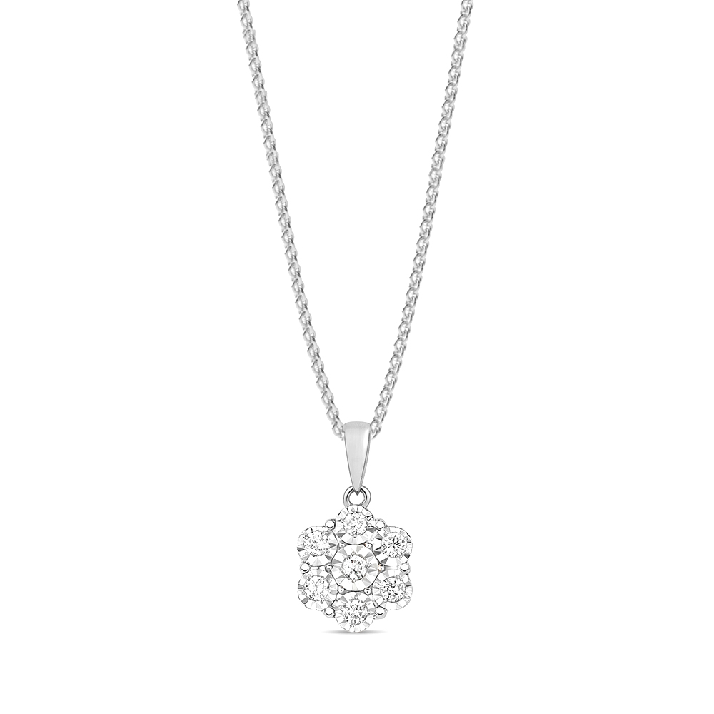 prong setting round shape illusion plate diamond stud pendant(10 MM X 18 MM)