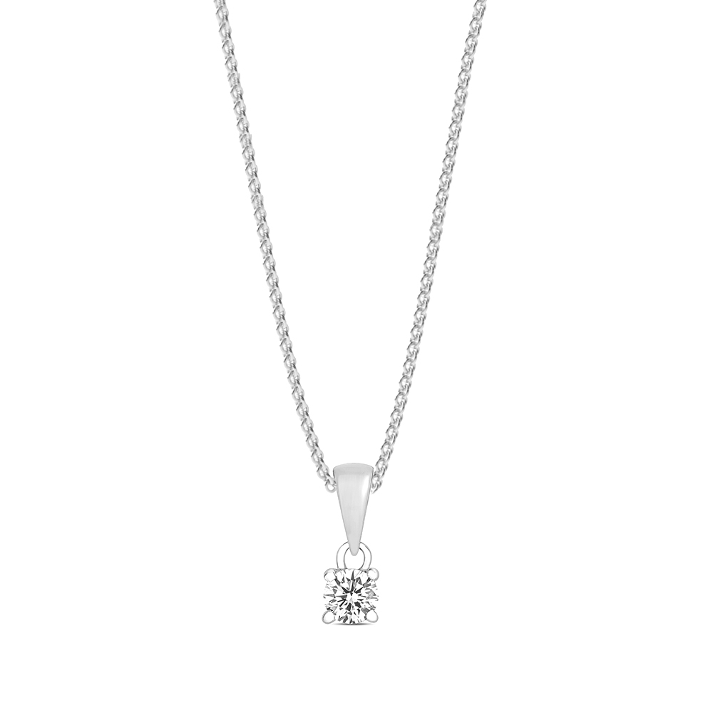 4 prong setting round shape lock style diamond stud pendant