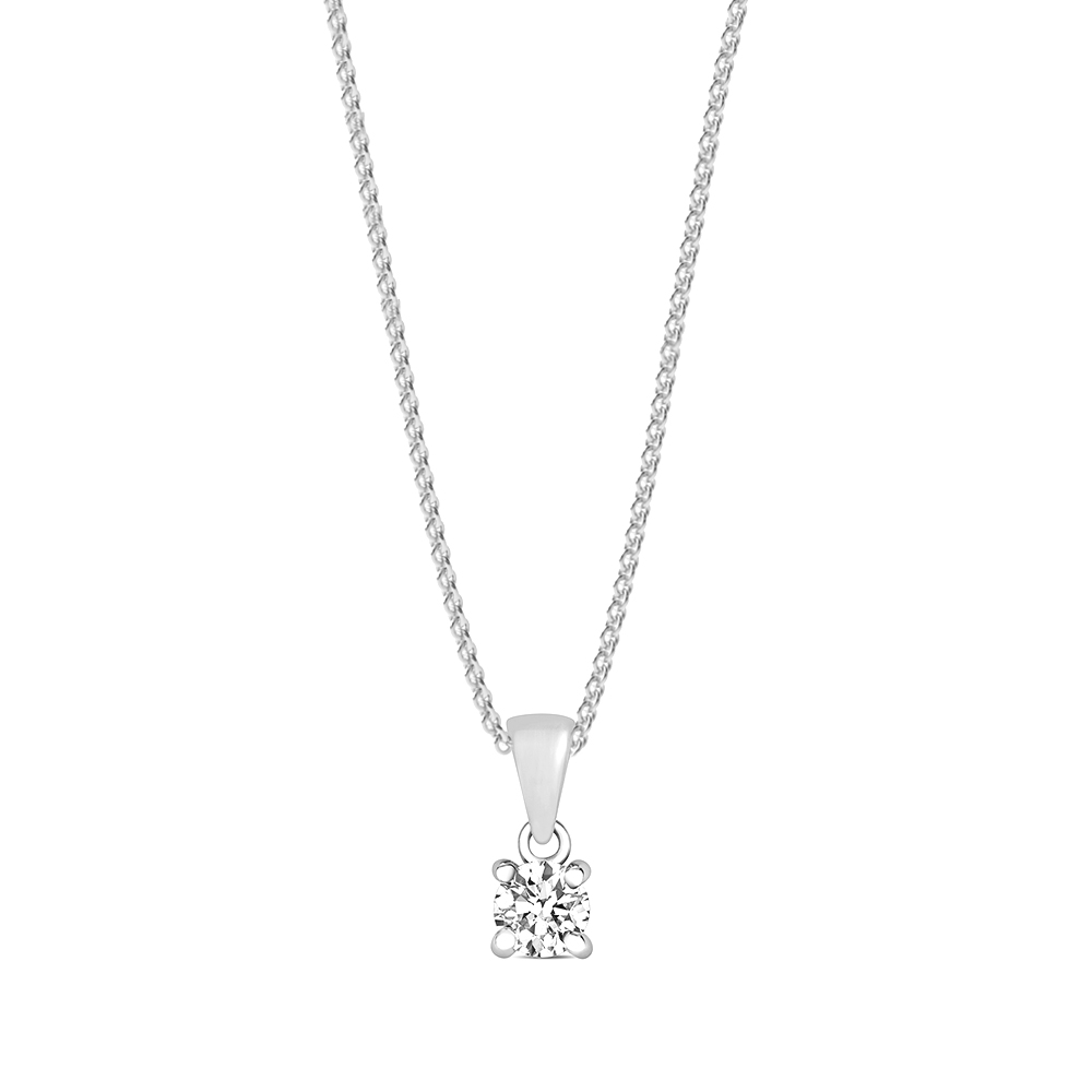 4 prong setting round shape lock style diamond stud pendant