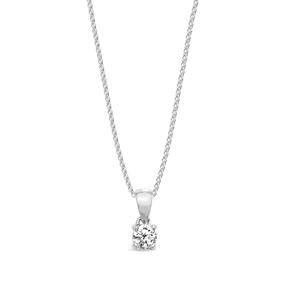 prong setting round shape diamond stud pendant