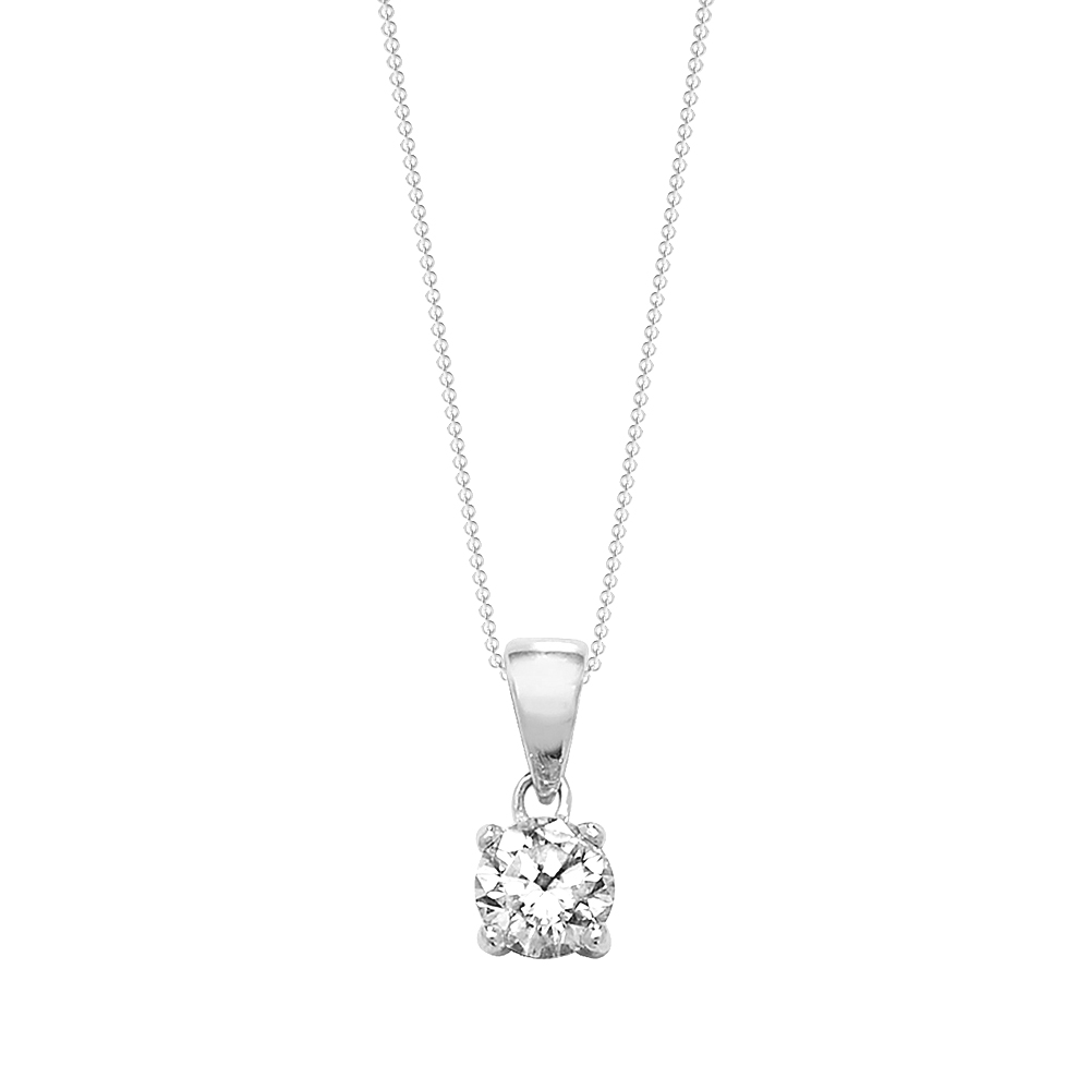 prong setting round shape diamond stud pendant