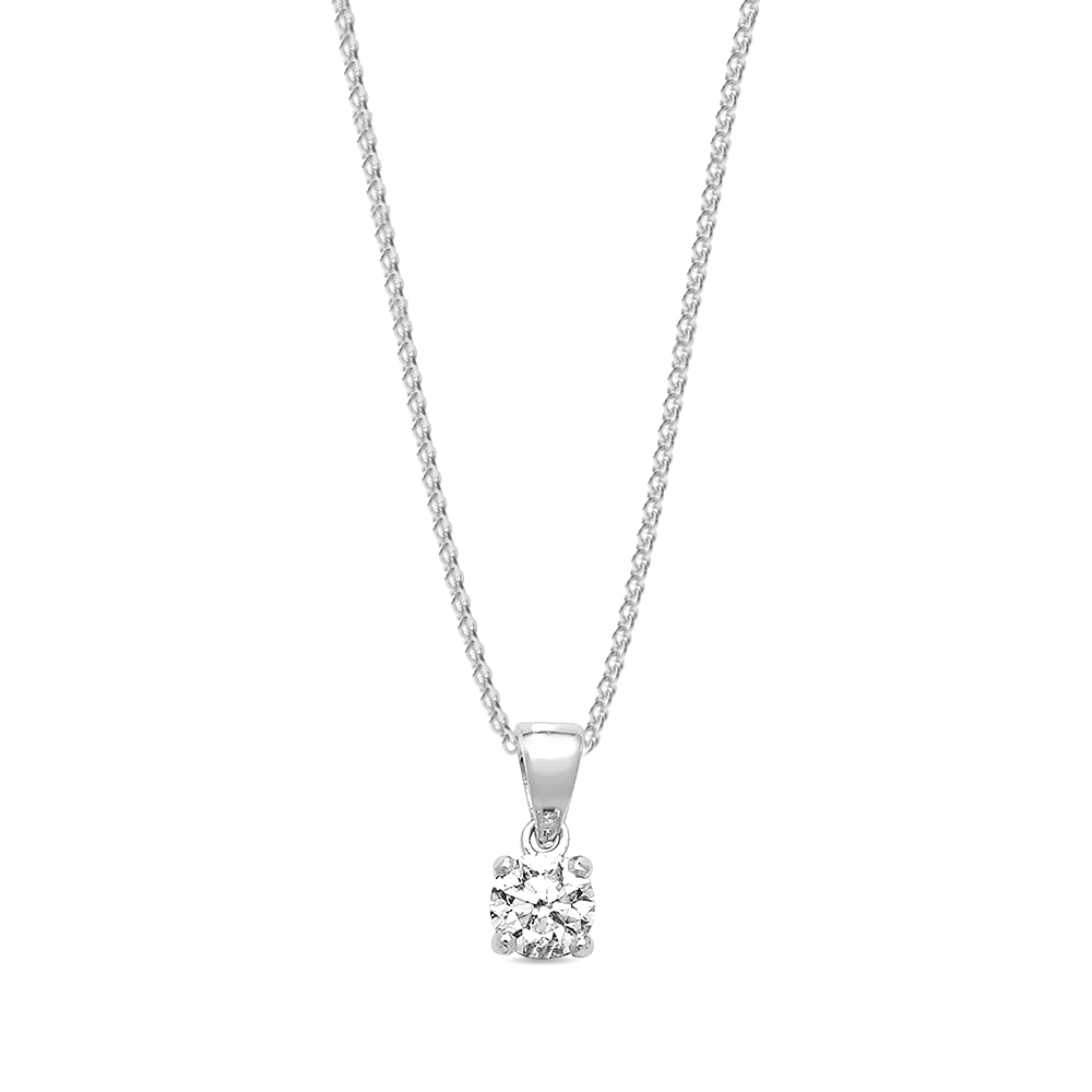 prong setting round shape diamond stud pendant