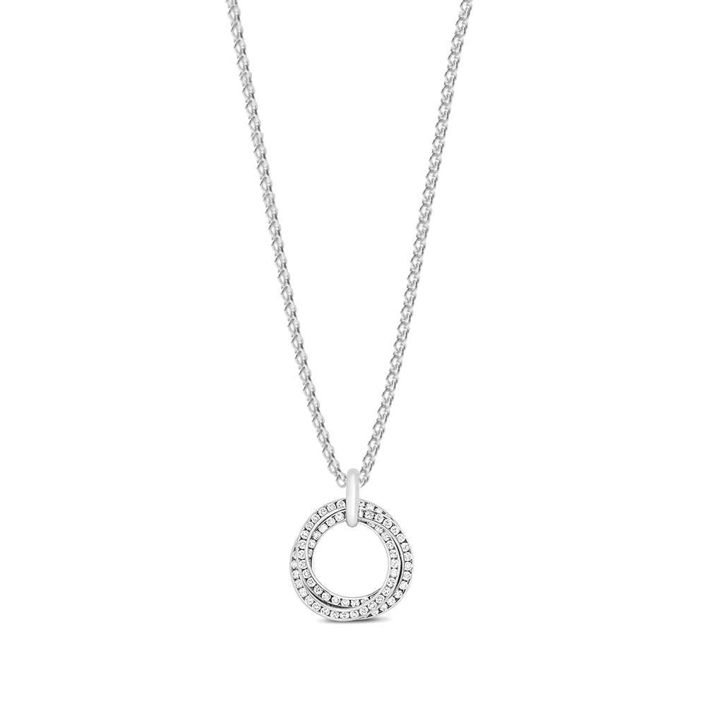 channel setting round shape 3 tone diamond pendant