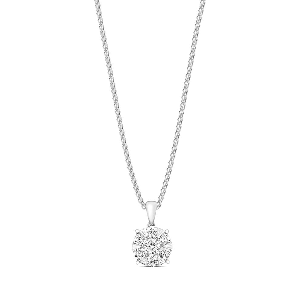 4 prong setting round shape flower cluster pendant