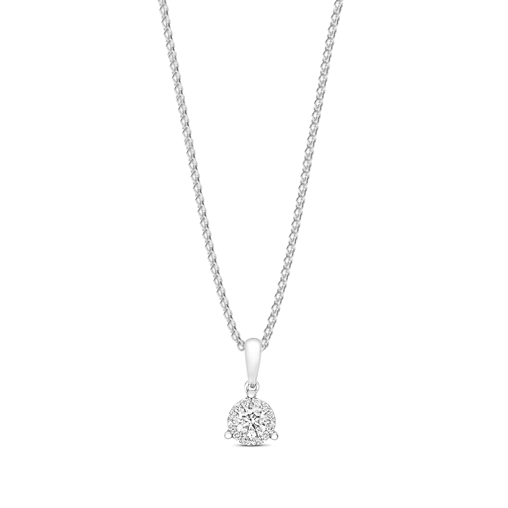 3 prong setting round diamond cluster pendant