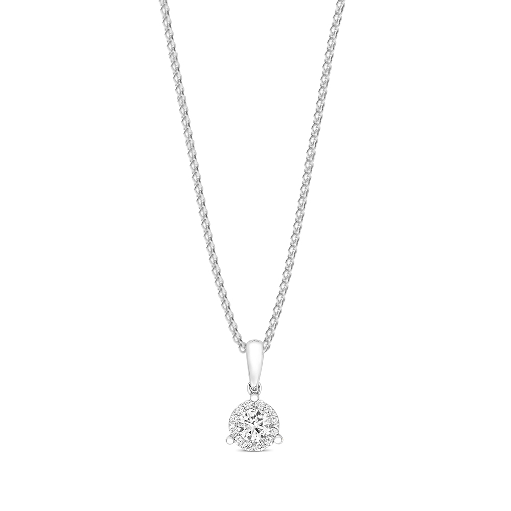 3 prong setting round diamond cluster pendant
