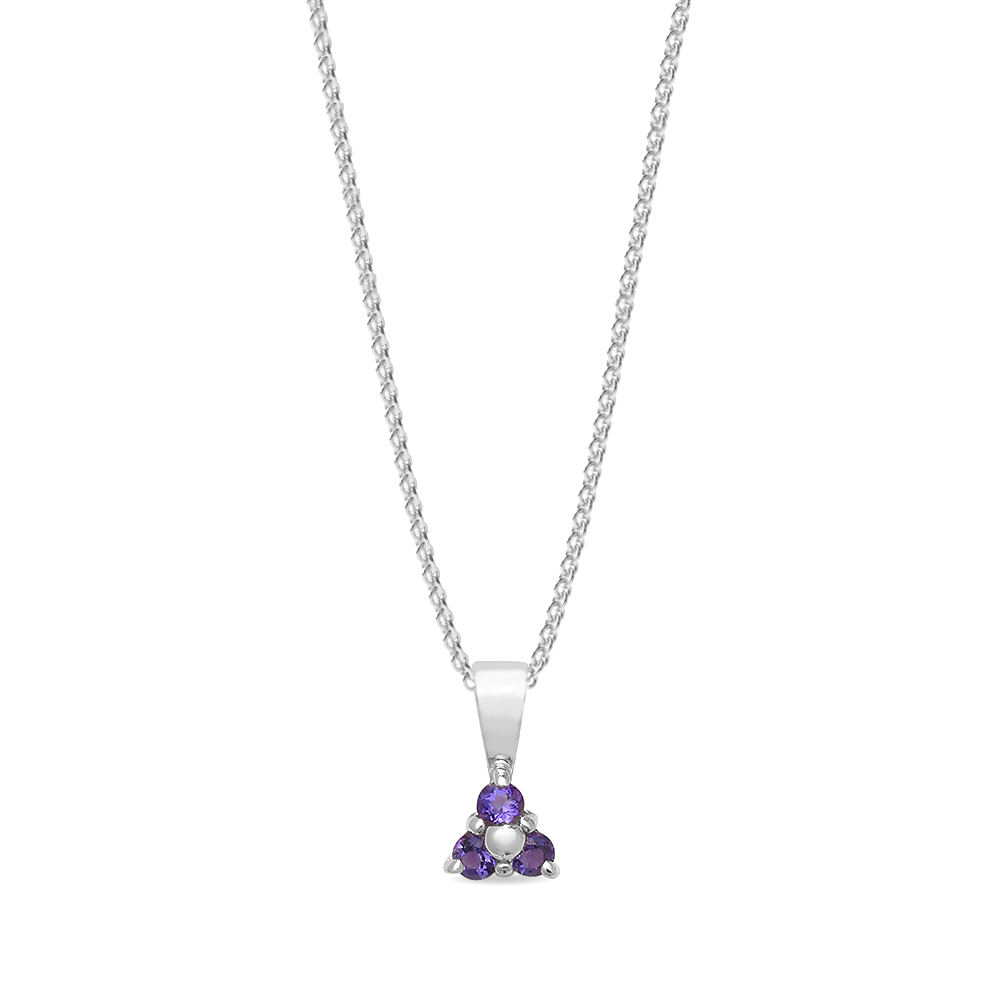 prong setting round shape amethyst gemstone pendant