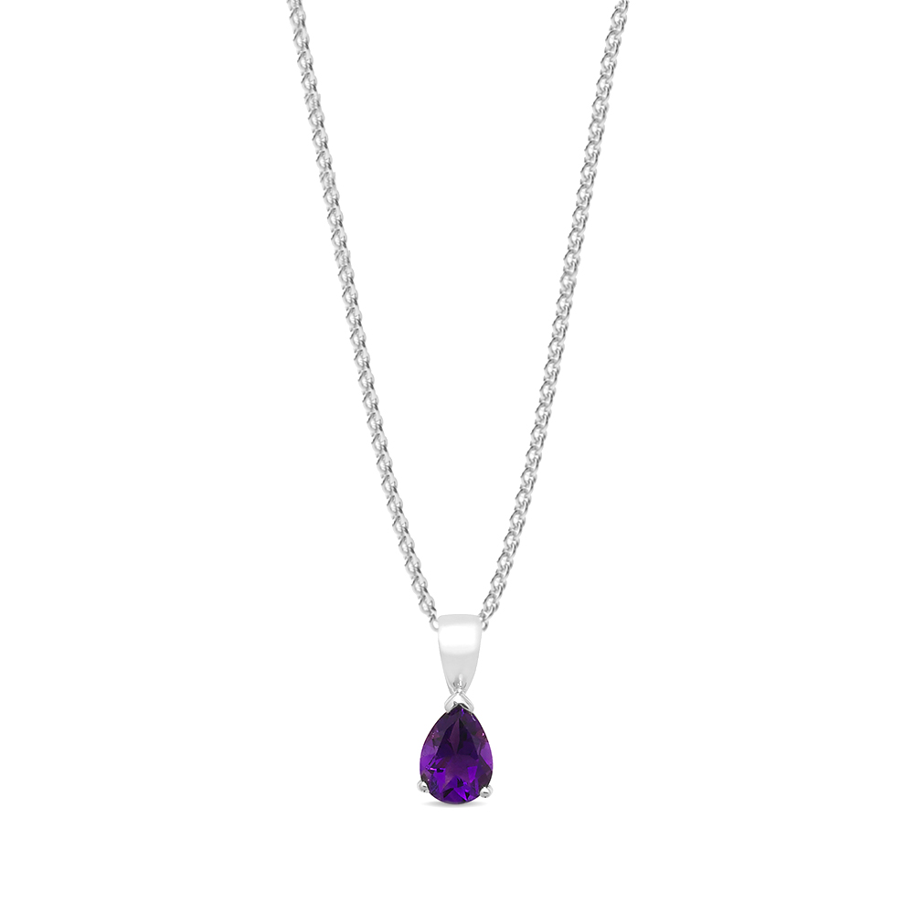 3 prong setting pear shape amethyst gemstone pendant