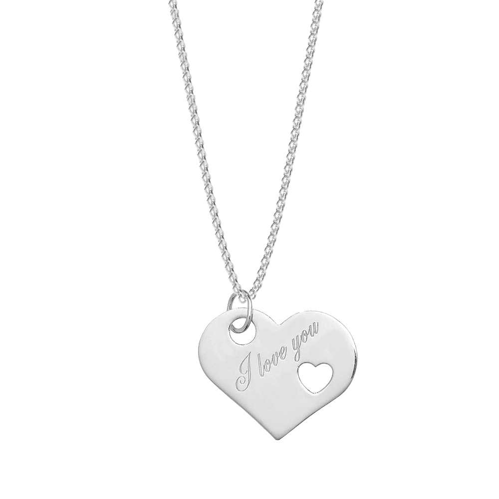 plain metal heart shape personalised pendant
