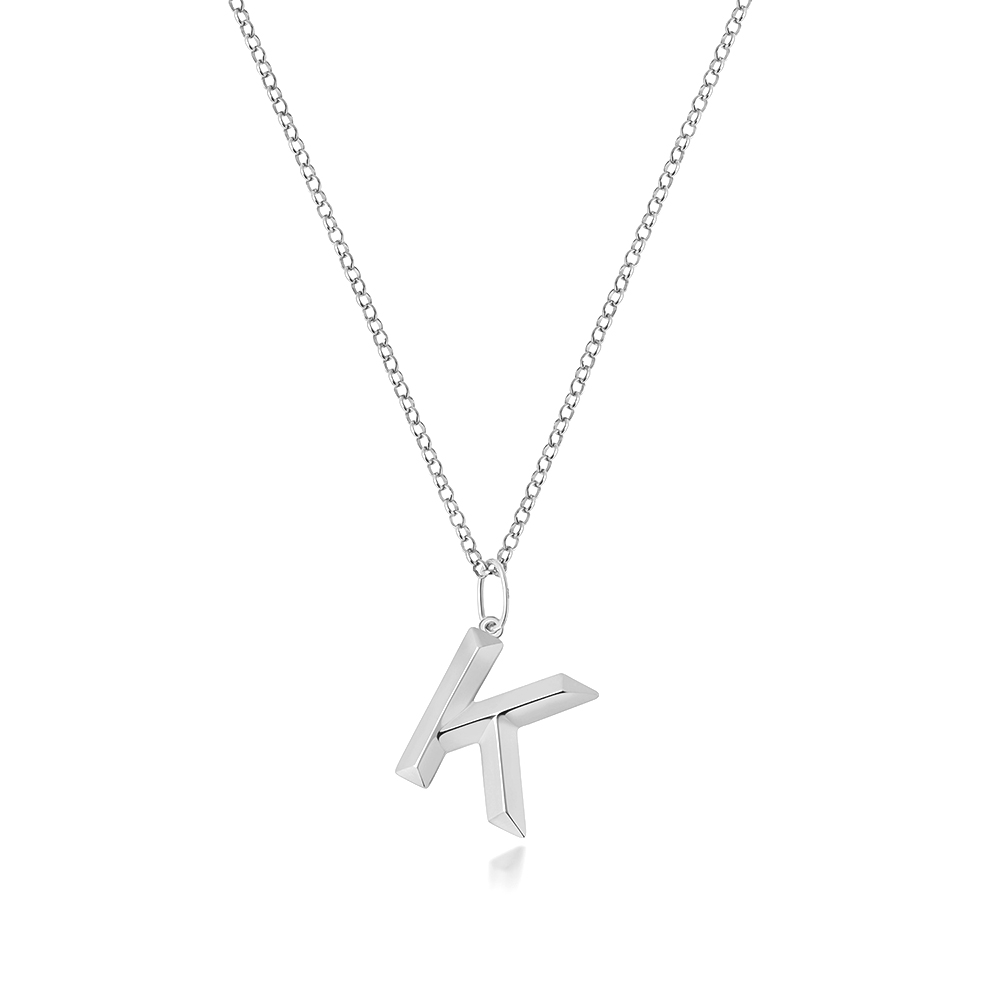 plain metal initial k pendant