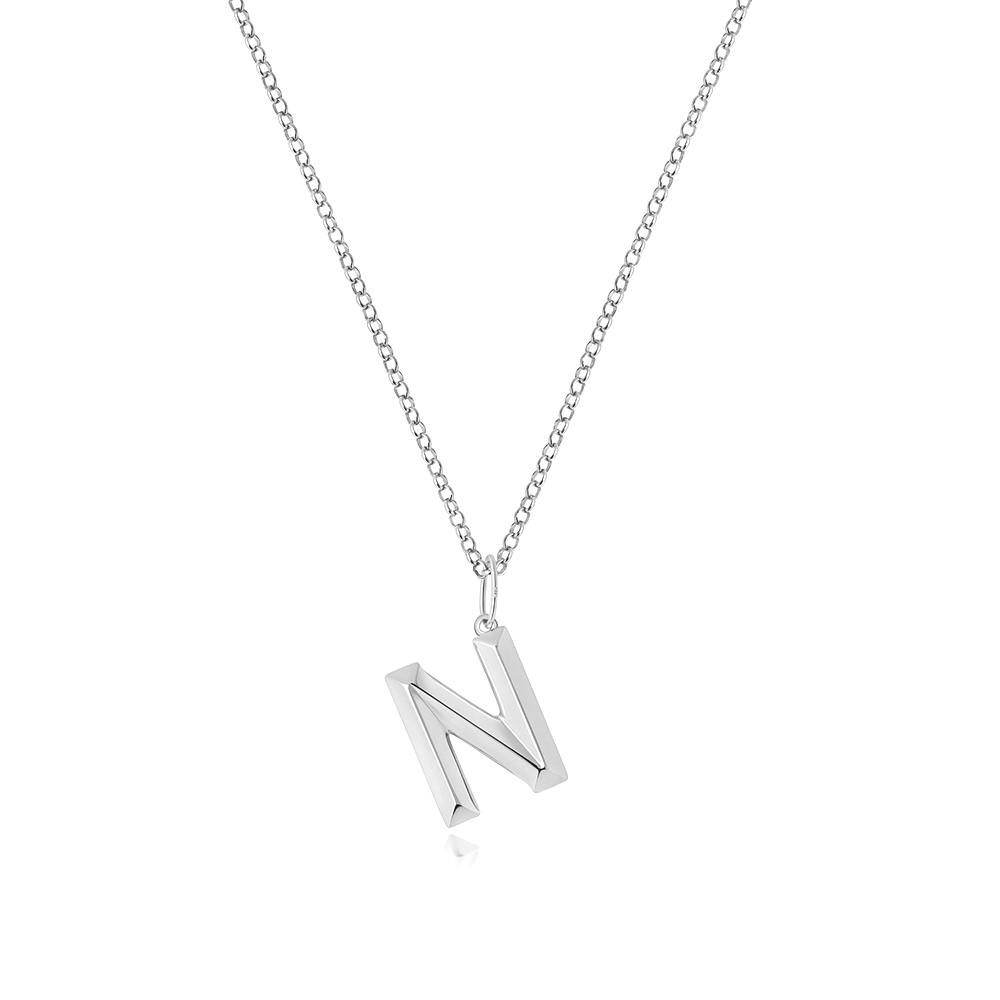 plain metal initial n pendant