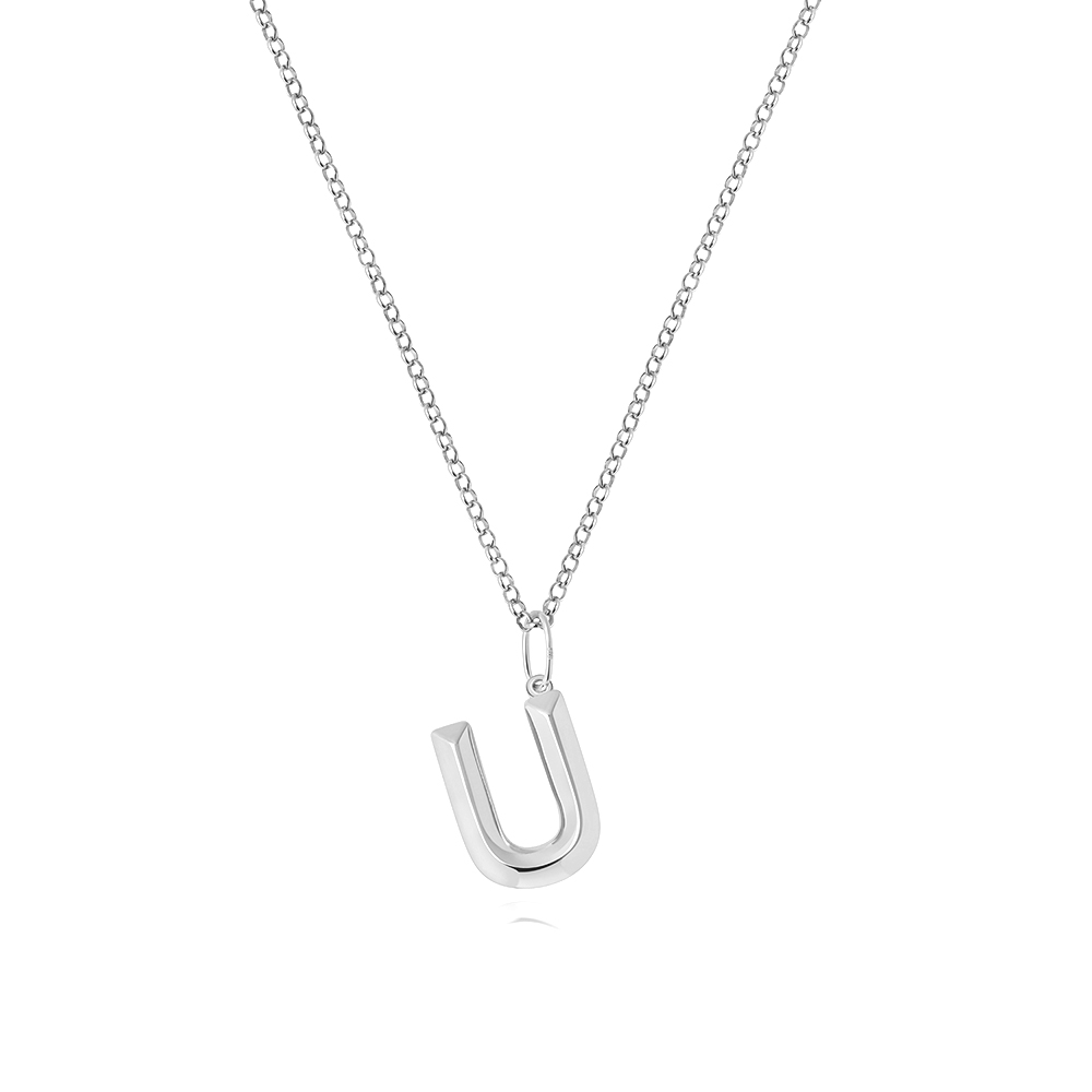plain metal initial u pendant