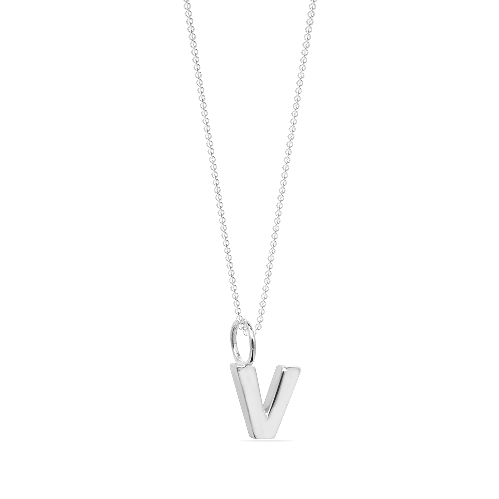 plain metal initial v pendant