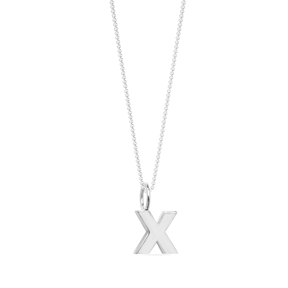 plain metal initial x pendant